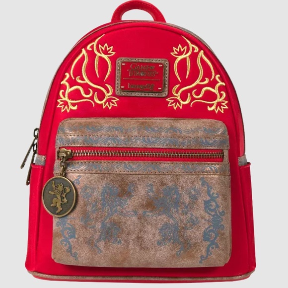 Loungefly Game Of Thrones Cersei Mini Backpack Purse Red Gold Limited Edition - Picture 1 of 4
